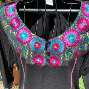 Embroidered "Parsley & Sage" Designer Blouse XL